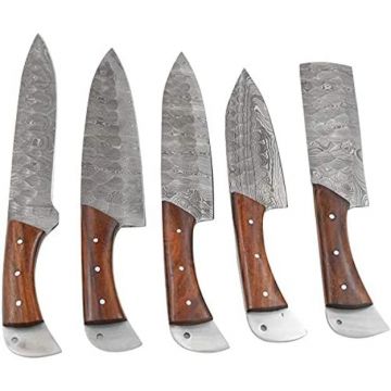 Wild Turkey Handmade Damascus 5 piece Kitchen Chef Knife Set DM-2116